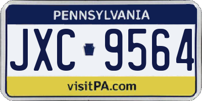 PA license plate JXC9564