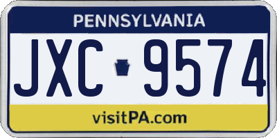 PA license plate JXC9574