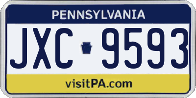 PA license plate JXC9593