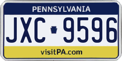 PA license plate JXC9596