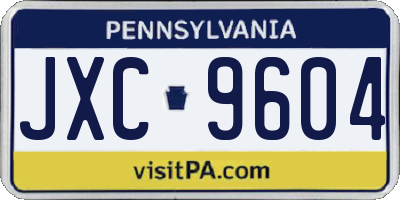 PA license plate JXC9604