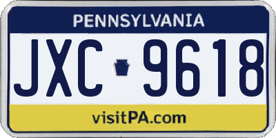 PA license plate JXC9618