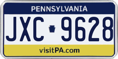 PA license plate JXC9628
