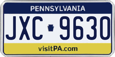 PA license plate JXC9630