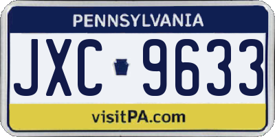 PA license plate JXC9633