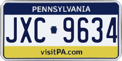 PA license plate JXC9634