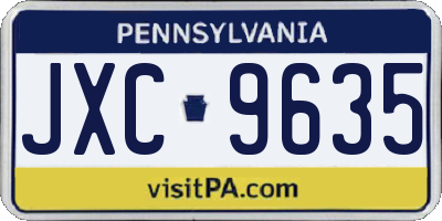 PA license plate JXC9635