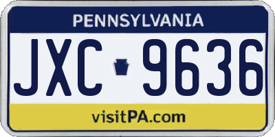 PA license plate JXC9636