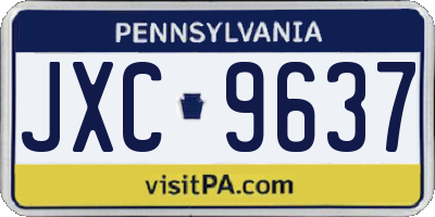 PA license plate JXC9637