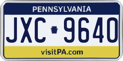 PA license plate JXC9640