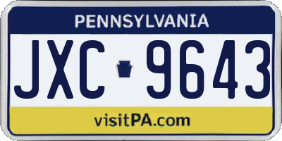 PA license plate JXC9643
