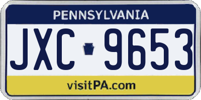 PA license plate JXC9653