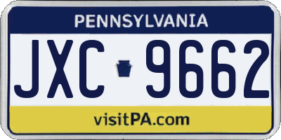 PA license plate JXC9662