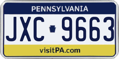PA license plate JXC9663