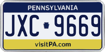 PA license plate JXC9669