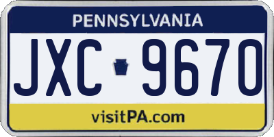 PA license plate JXC9670