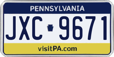 PA license plate JXC9671