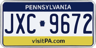 PA license plate JXC9672