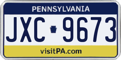 PA license plate JXC9673