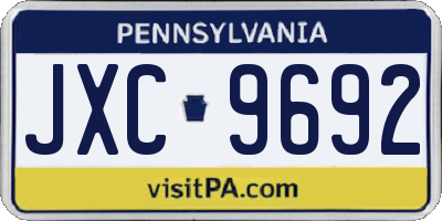 PA license plate JXC9692
