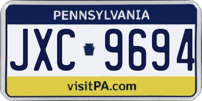 PA license plate JXC9694