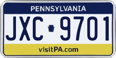 PA license plate JXC9701