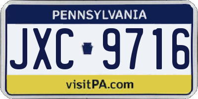 PA license plate JXC9716