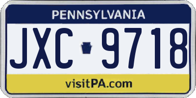 PA license plate JXC9718