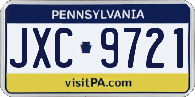 PA license plate JXC9721