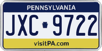 PA license plate JXC9722