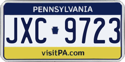 PA license plate JXC9723
