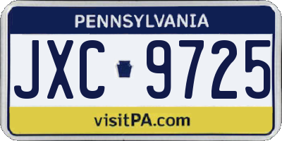 PA license plate JXC9725