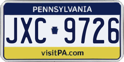 PA license plate JXC9726