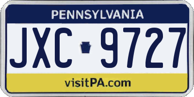 PA license plate JXC9727