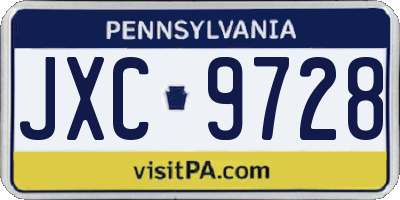 PA license plate JXC9728