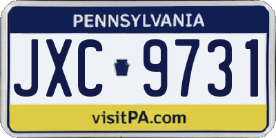 PA license plate JXC9731