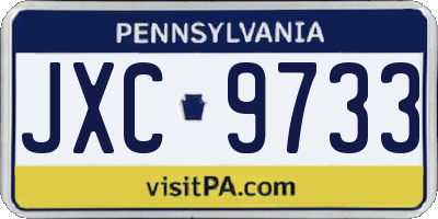 PA license plate JXC9733