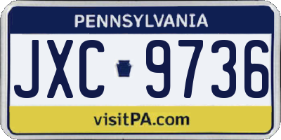 PA license plate JXC9736