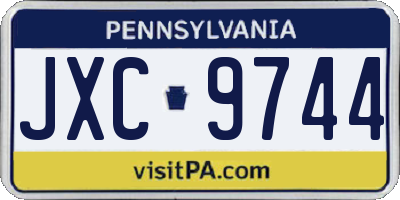 PA license plate JXC9744