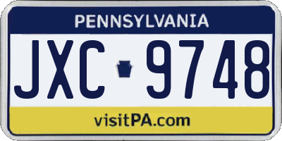 PA license plate JXC9748