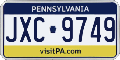 PA license plate JXC9749