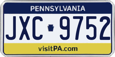 PA license plate JXC9752