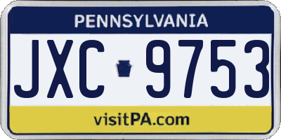 PA license plate JXC9753