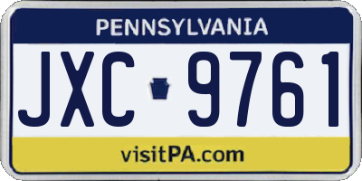 PA license plate JXC9761
