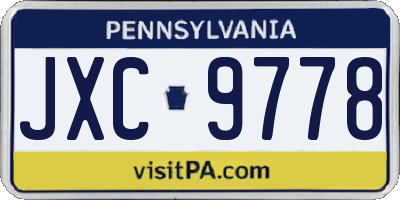 PA license plate JXC9778