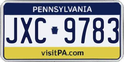PA license plate JXC9783