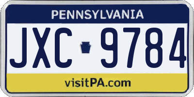 PA license plate JXC9784