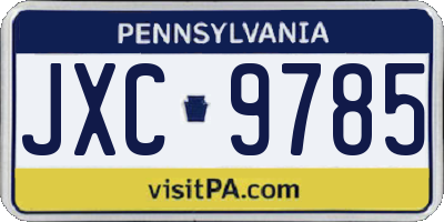 PA license plate JXC9785