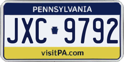 PA license plate JXC9792