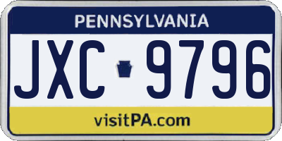 PA license plate JXC9796